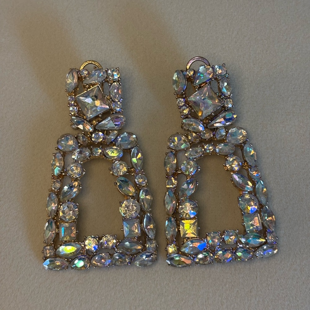 Express crystal square drop door knocker Statement Earrings